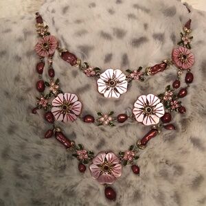 Elder Beerman  Fashion Pink Floral Bib Necklace
